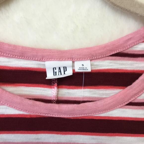 GAP Factory Burgundy Pink Stripe Pocket T-Shirt Dress - Picture 5 of 13
